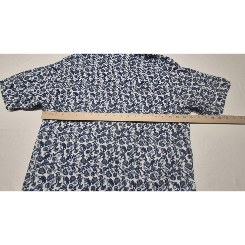 Cremieux Men's Blue‎ & White Flowery Print Button Down Short Sleeve Shirt sz. L - Picture 10 of 11